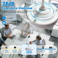 30W Motor DC Ventilador de Techo LED Reversible: 6 Velocidades, 38dB Silencioso, Control Remoto