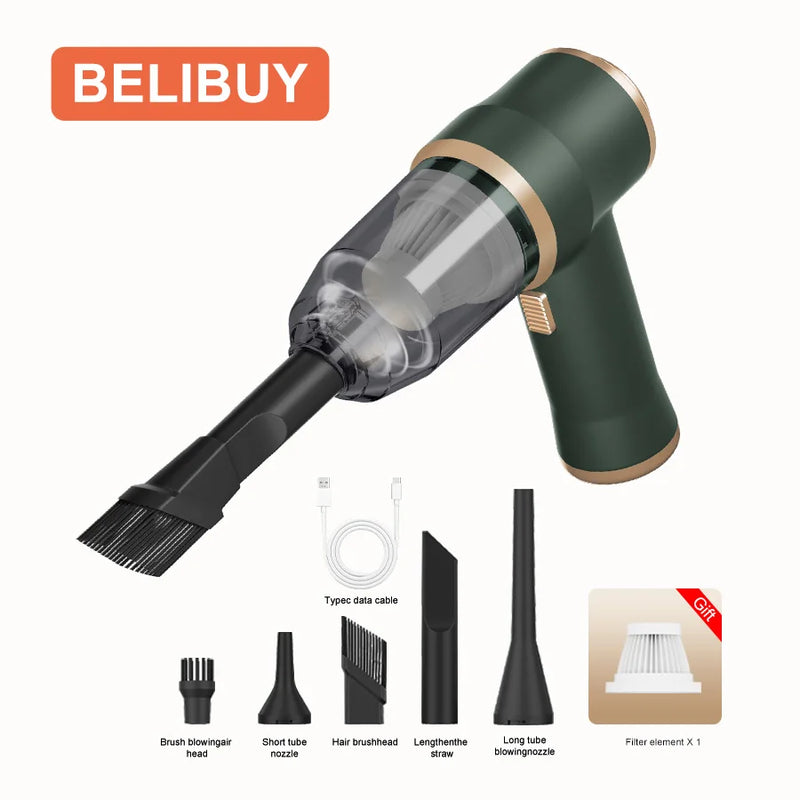 Aspirador de Coche ABS Inalámbrico Portátil Recargable de Gran Potencia para Limpieza de Interior
