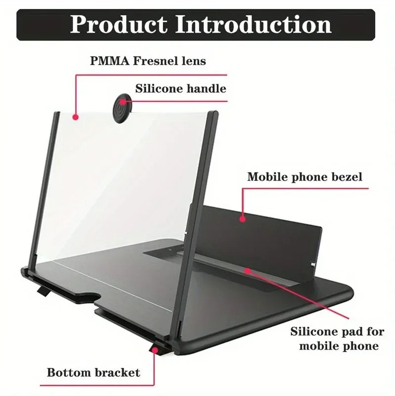 Ampliador de Pantalla de Móvil 12/10 Pulgadas 3D HD, Magnificador de Teléfono para Ver Películas y Vídeos