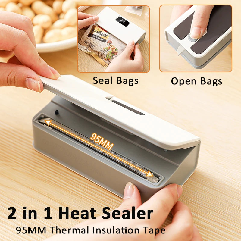 Sellador de Bolsas de Plástico Mini 2 en 1, Máquina Portátil de Sellado al Calor para Envasar Alimentos