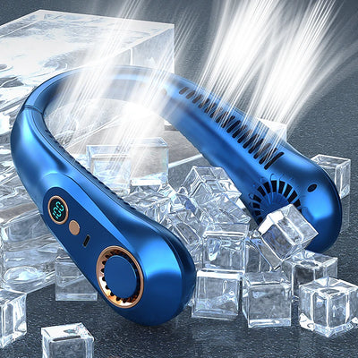 Ventilador de Cuello Sin Aspas Recargable con Pantalla Digital – Aire Fresco Portátil USB